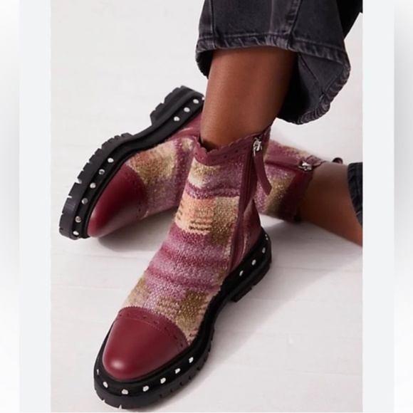 FREE PEOPLE Maroon Patchwork Fall Boots - Picture 8 of 8